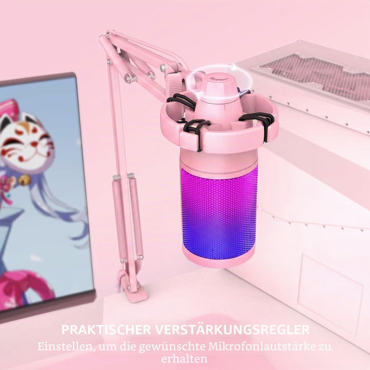 FIFINE Gaming Mikrofon mit Arm, USB Microphone pc für MAC PS4 PS5 mit Stummschalttaste, Popfilter, S