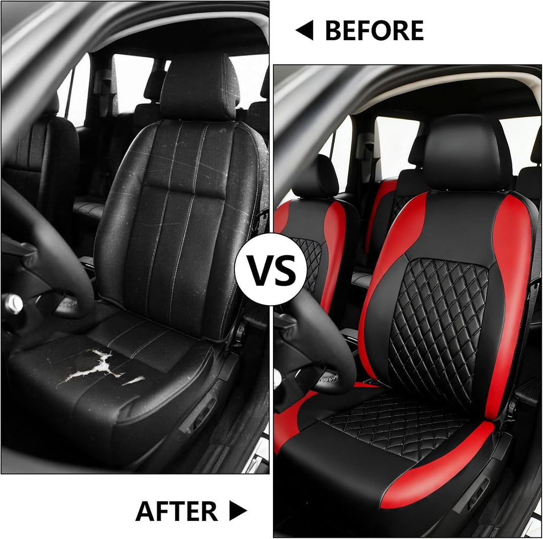 9 Stück Leder Autositzbezüge Sets,Wasserdichtes Sitzbezüge Auto Komplettset,Wasserdicht Vordersitze