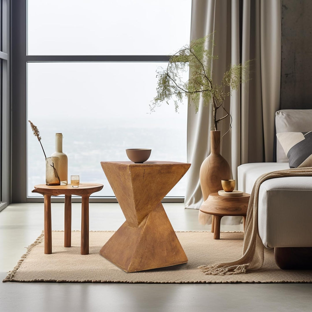 FATIVO Beistelltisch Holz Braun Vintage: Beistelltisch Klein 46cm Hoch Sofatisch Nachttisch Telefont