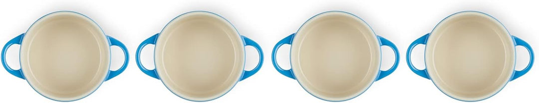 Le Creuset 4er-Set Mini Cocottes aus Steinzeug, je 200 ml, 10 x 5 cm, Azure, 79212102200100, Azure