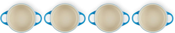 Le Creuset 4er-Set Mini Cocottes aus Steinzeug, je 200 ml, 10 x 5 cm, Azure, 79212102200100, Azure