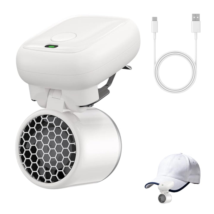 DONGKER Mini Clip-Ventilator für Baseball Cap, Faltbare Freihändig Tischventilator, 1200mAh 3 Geschw