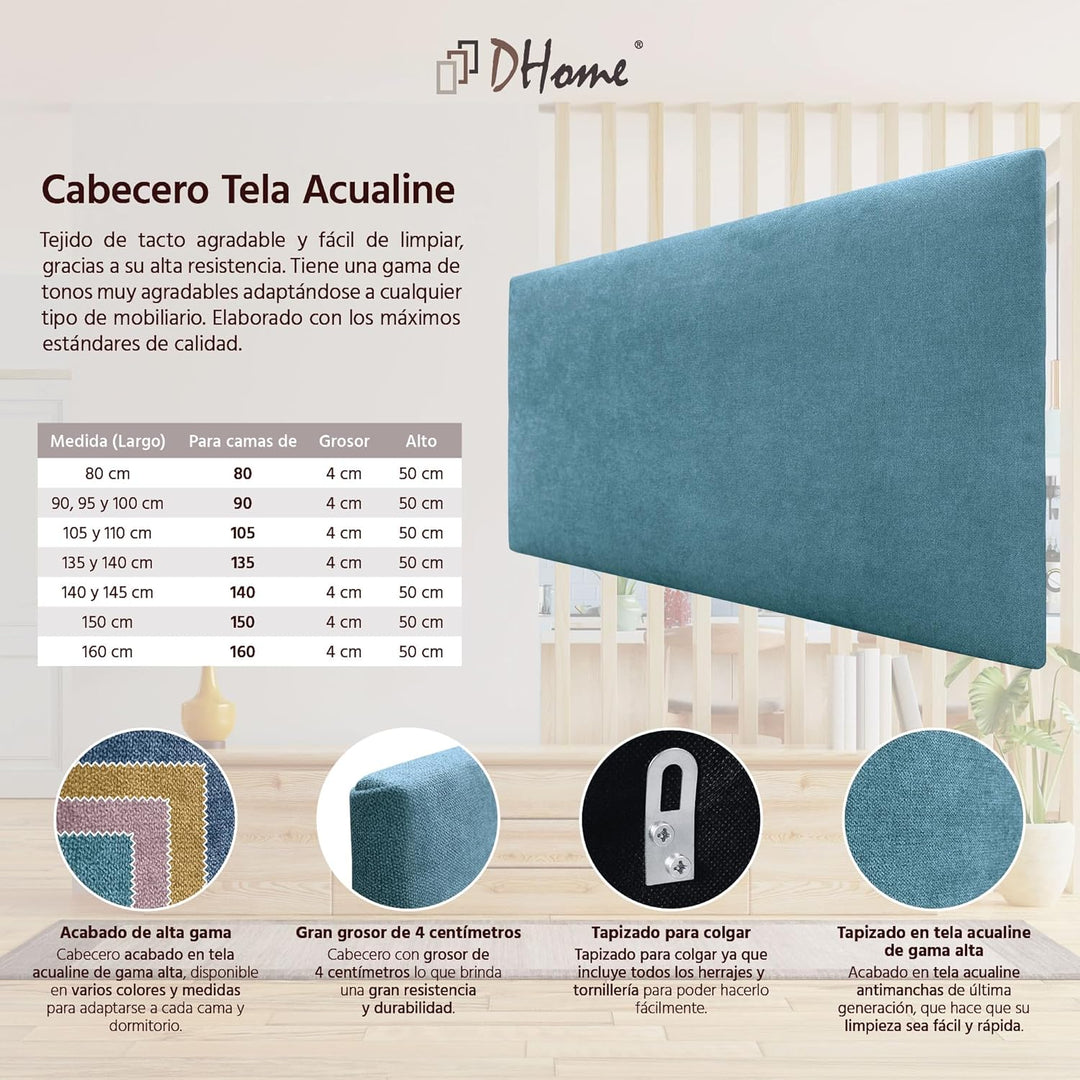 DHOME Kopfteil aus Kunstleder oder Stoff AQUALINE Glattes gepolstertes Kopfteil Luxusbett Kopfteil (