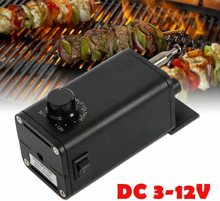 Elektrogrill Motor für BBQ Grill, 15W, 12V, Drehspiess, Tischgrill, Schwarz Metall