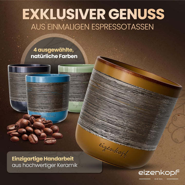Design Espressotassen Set aus Handarbeit [4x160ml] für exklusiven Geschmack & Ihren individuellen St