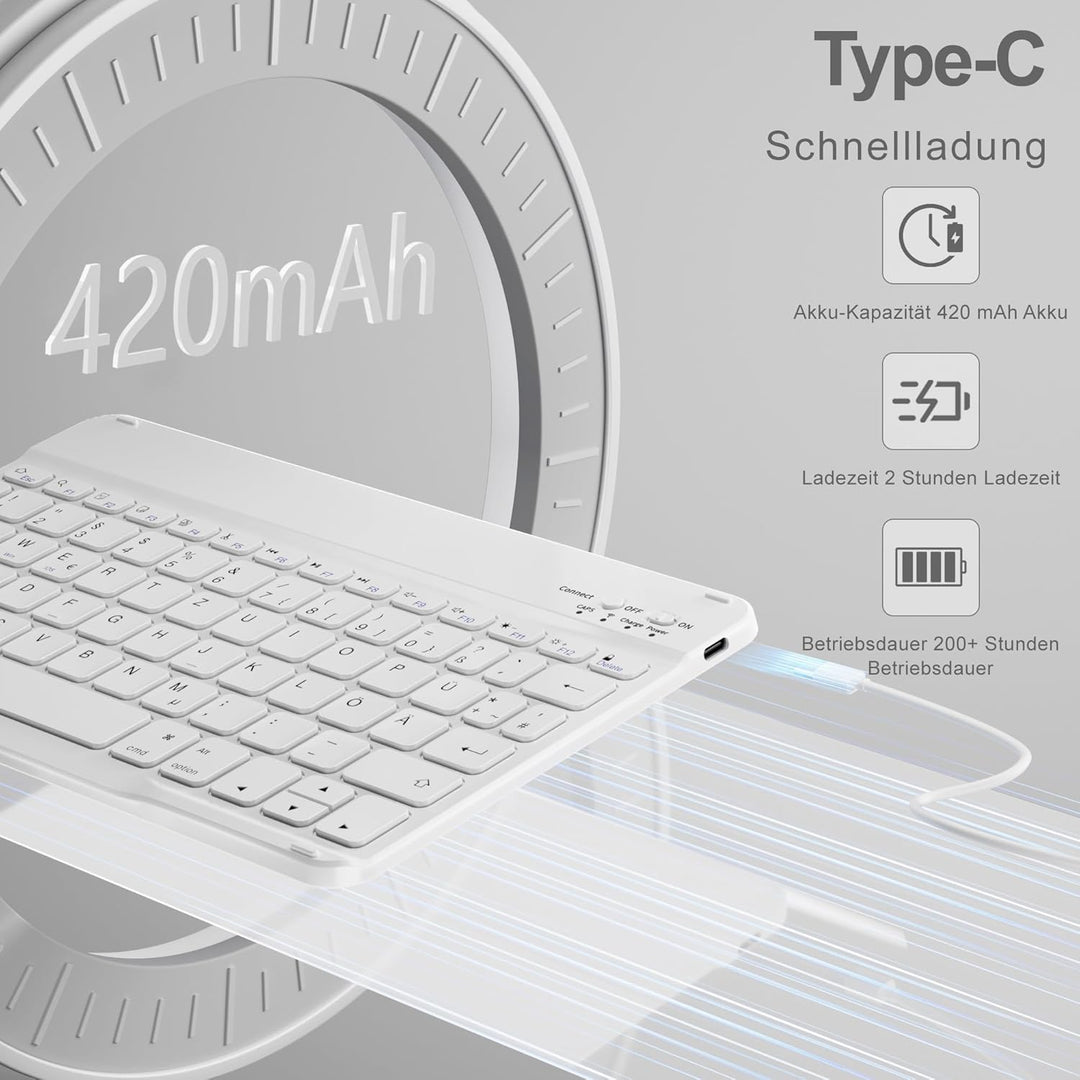 Tastatur Hülle für iPad 10.2 Zoll (9/8/ 7 Generation - 2021/2020/2019), Schutzhülle mit TPU Rückscha
