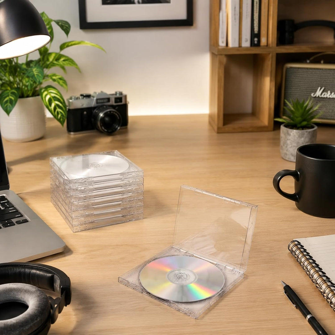 12 Stück CD Hüllen Transparent, DIY CD Leerhüllen Plastik Schmal | Stapelbar DVD Hülle für 12cm, Lee
