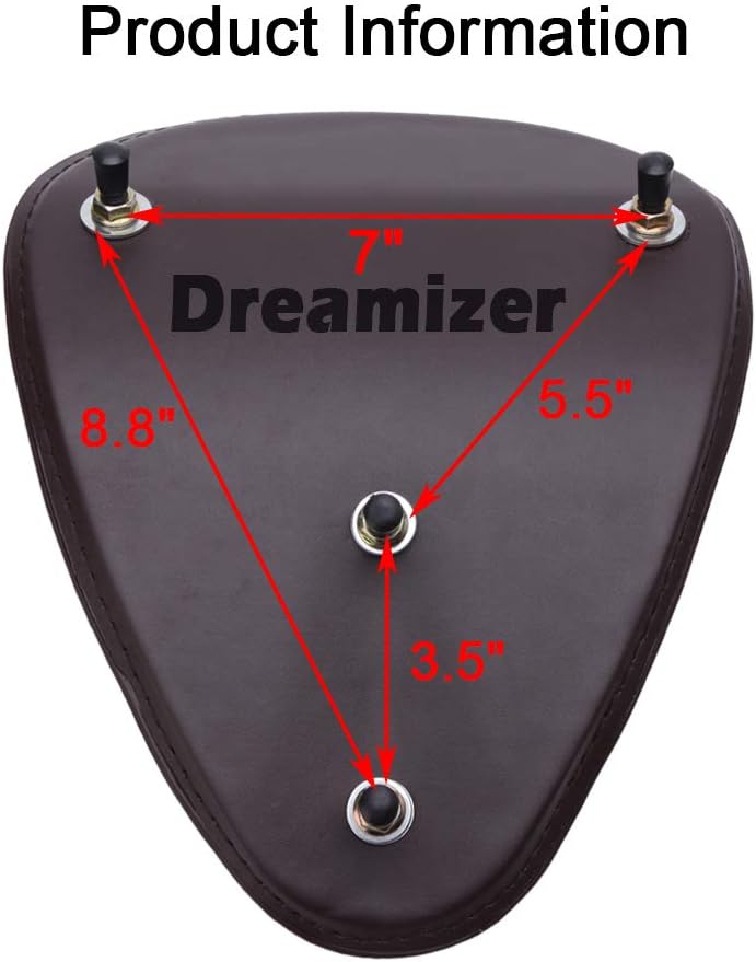 DREAMIZER Motorrad Leder Bobber Sitz, Retro Motorrad Solo Sitz Mit Grundplatte der Federhalterung fü