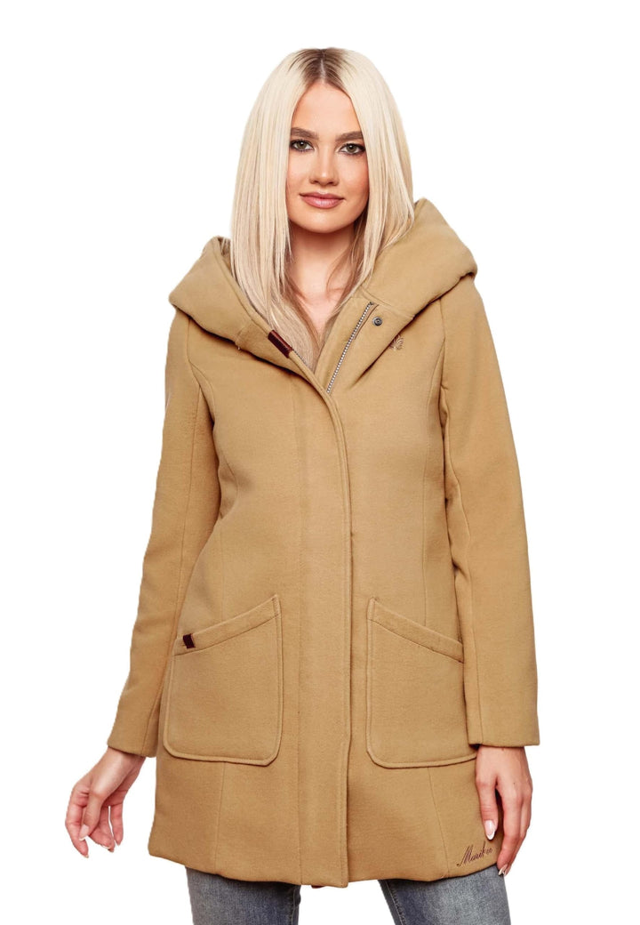MARIKOO Damen Mantel Trenchcoat Wintermantel Übergangs Jacke Parka Lang B819 M Camel, M Camel