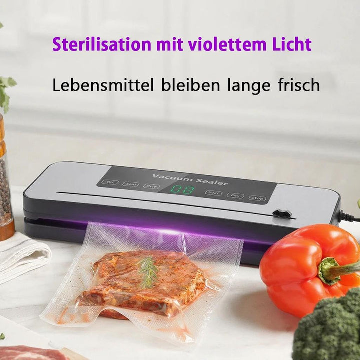 BRAVECOW Vakuumiergerät 6 in 1,vakumierergerät für lebensmittel mit 50 Vakuumierbeuteln,Folienschwei