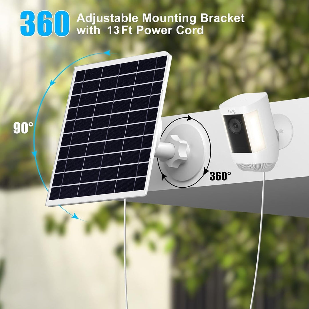 9W/5V Solarpanel für Überwachungskamera mit 4m, 3-in-1-Ladekabel (Micro-USB,Typ-C und DC 3,5 x 1,35