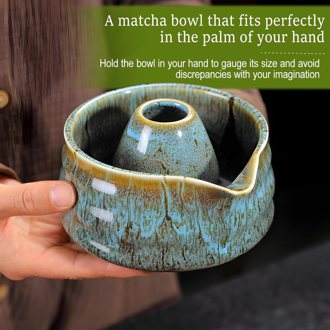 Matcha Set 2-teilig Matcha-Schale mit Ausgiesser Japanische Matcha-Schale mit Ausgiesser Minimalisti
