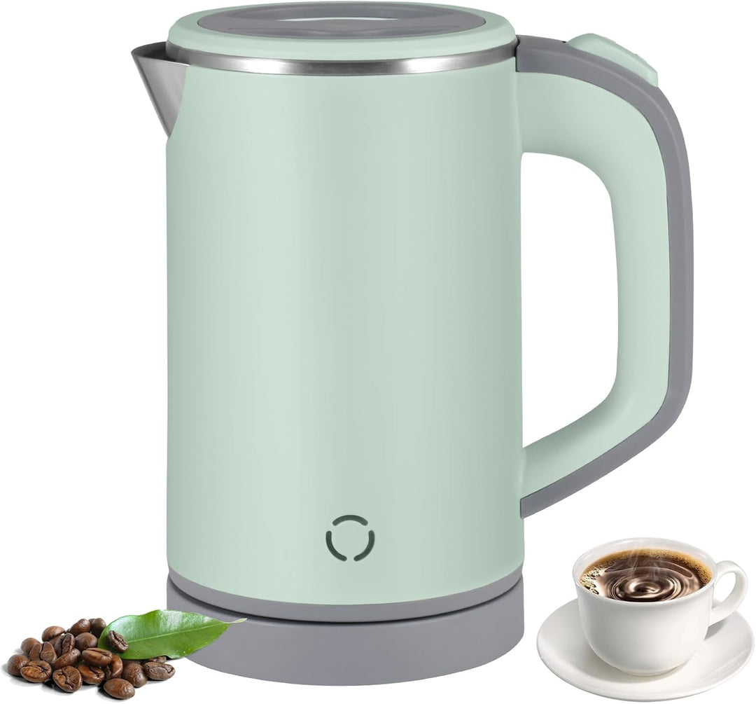 Towwoo 800ML Reisewasserkocher Klein, 600W 5 Minuten Schnelles Kochen Mini Edelstahl Wasserkocher, Ü