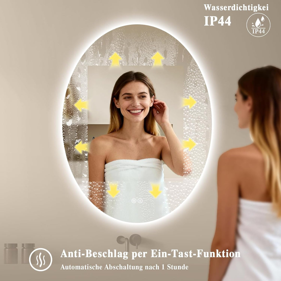 Badspiegel-mit-Beleuchtung- LED Badezimmerspiegel Badezimmer Spiegel mit Beleuchtung, Touch-Schalter