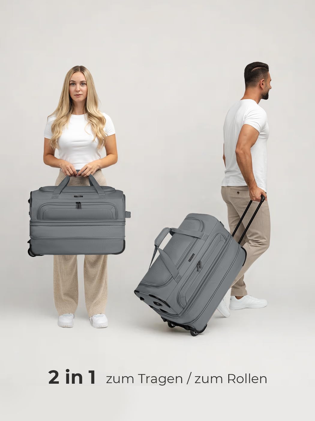 REDOLZ 2-Rollen MEDIUM Trolley-Reisetasche | Volumen mit Dehnfalte erweiterbar von 51 auf 64 Liter |