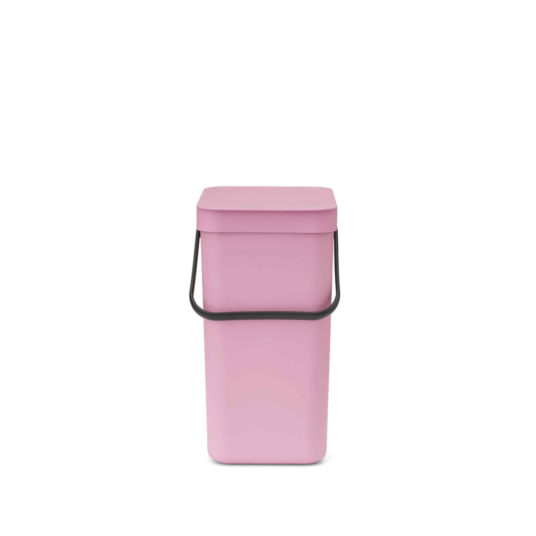 Brabantia Sort & Go Abfalleimer mit Deckel 12 L (Lilac Pink), platzsparender Pfandsammler mit Griff,