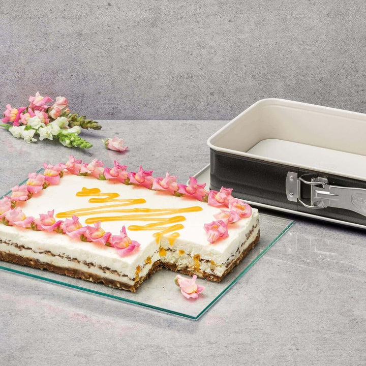 Dr. Oetker Rechteck-Springform mit Auslaufschutzboden 28 cm Back-Trend – Backform mit keramisch vers