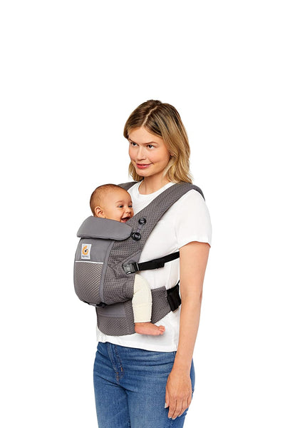 Ergobaby Adapt Babytrage für Neugeborene ab Geburt, 3-Positionen SoftFlex Mesh Ergonomische Babybauc