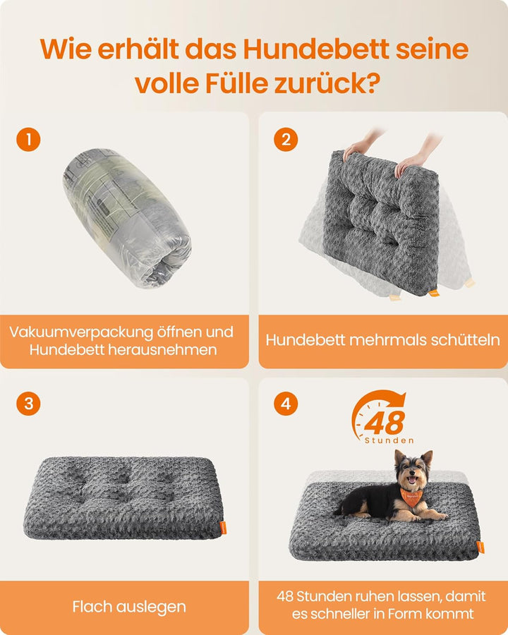 Feandrea Hundebett, Hundekissen M, für kleine Hunde, Flauschige Hundematte, Plüsch, 80 x 50 cm, weic