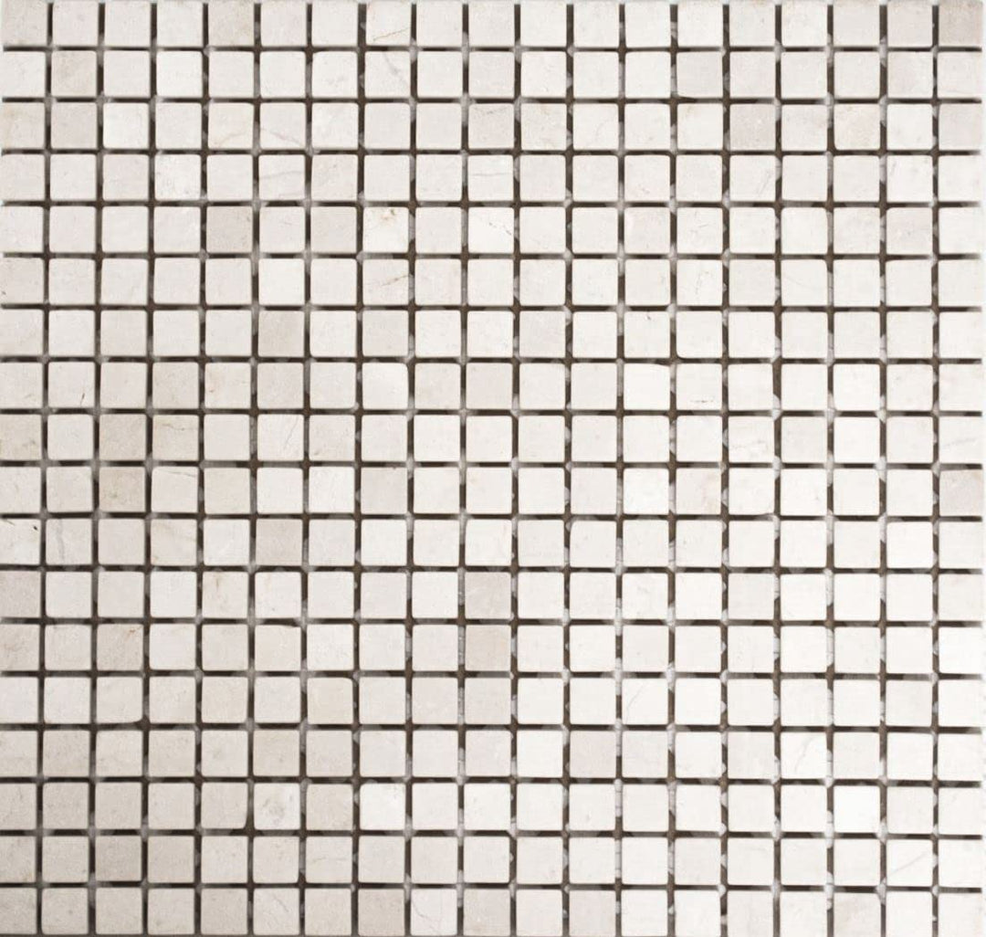 Mosaik Quadrat uni Botticino Anticato Marmor Naturstein Küche, Mosaikstein Format: 15x15x8 mm, Bogen