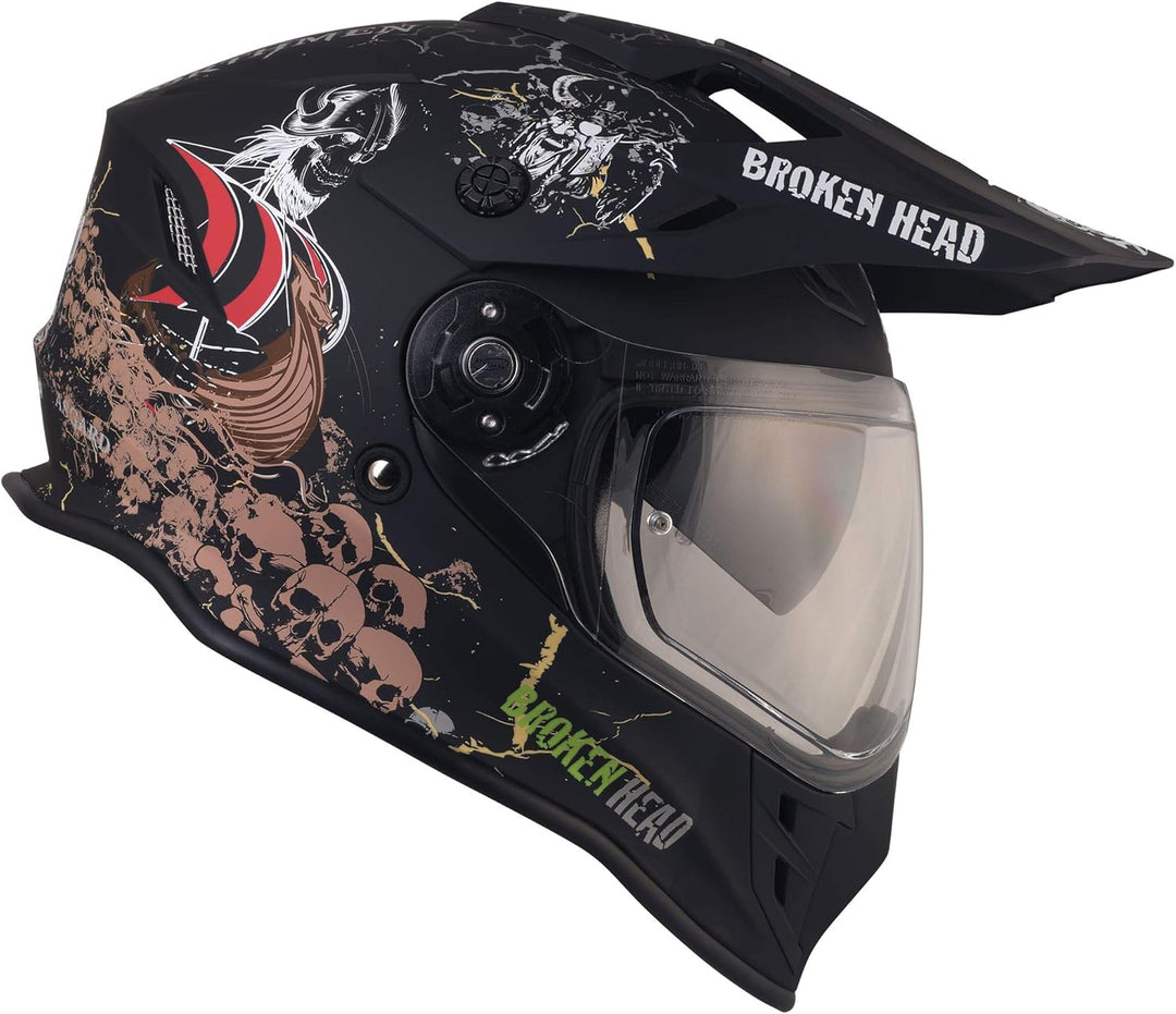 Broken Head Fullgas Viking VX2 Motocross-Helm - Enduro Cross-Helm mit Visier und Sonnenblende S (55-