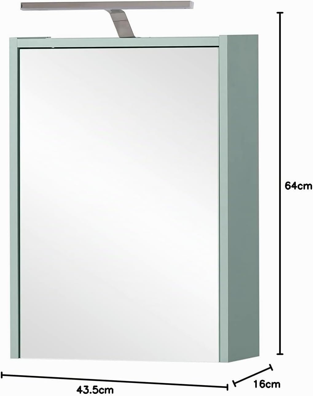 Schildmeyer Carlos Spiegelschrank, Holzwerkstoff, Pistazie, 43,5 cm Pistazie 43,5 cm, Pistazie 43,5