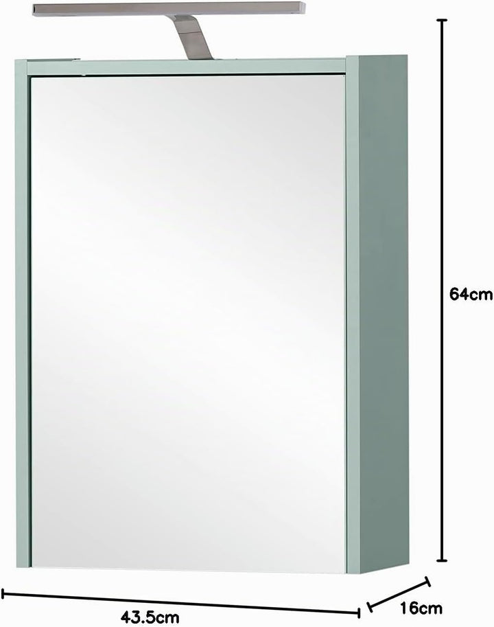 Schildmeyer Carlos Spiegelschrank, Holzwerkstoff, Pistazie, 43,5 cm Pistazie 43,5 cm, Pistazie 43,5