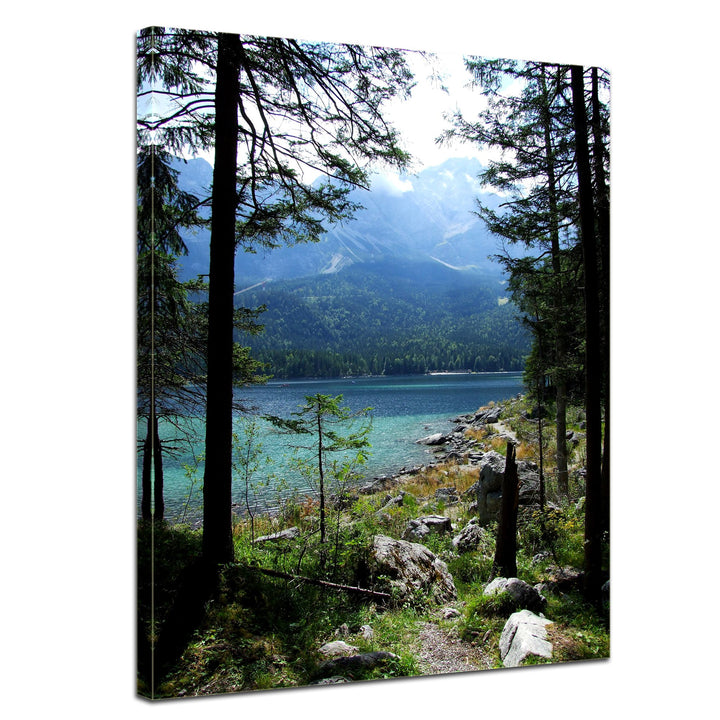 Bilderdepot24 Bild auf Leinwand | Eibsee mit Zugspitze - Deutschland in 50x60 cm als Wandbild | Wand