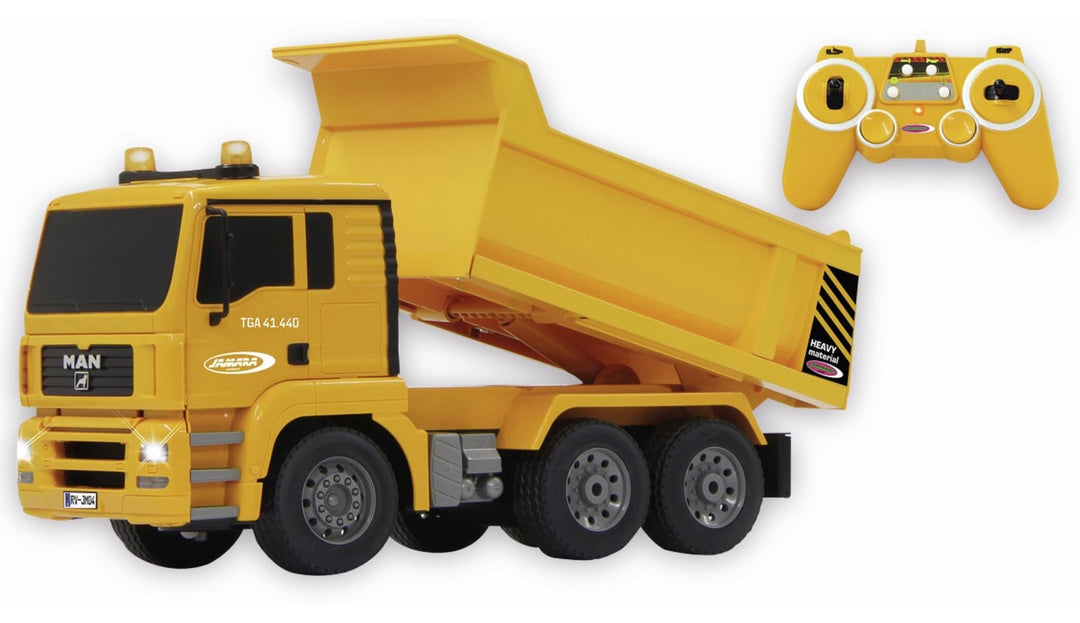 JAMARA 405002 - Muldenkipper Man 1:20 2,4G - Kippmulde hoch/runter, realistischer Motorsound, Hupe,