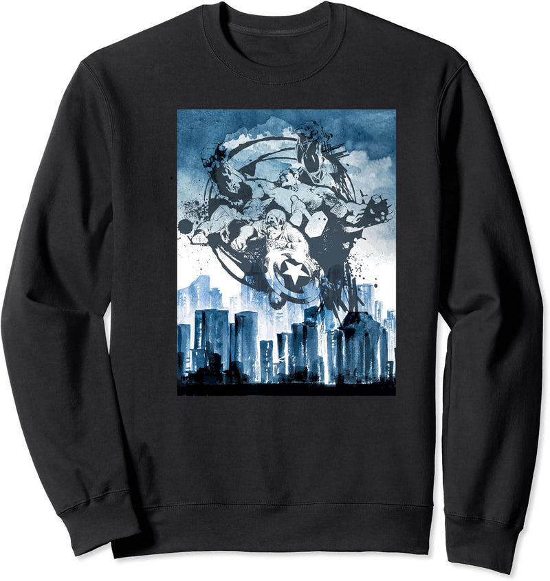 Marvel The Avengers Circle Group Shot City Skyline Poster Sweatshirt