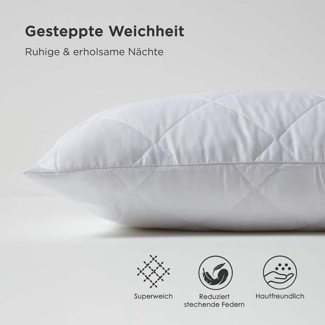 Homescapes 4er-Set Gesteppte Kissenschoner 80x80 cm, wattierte Polycotton-Kissenschonbezüge hypoalle