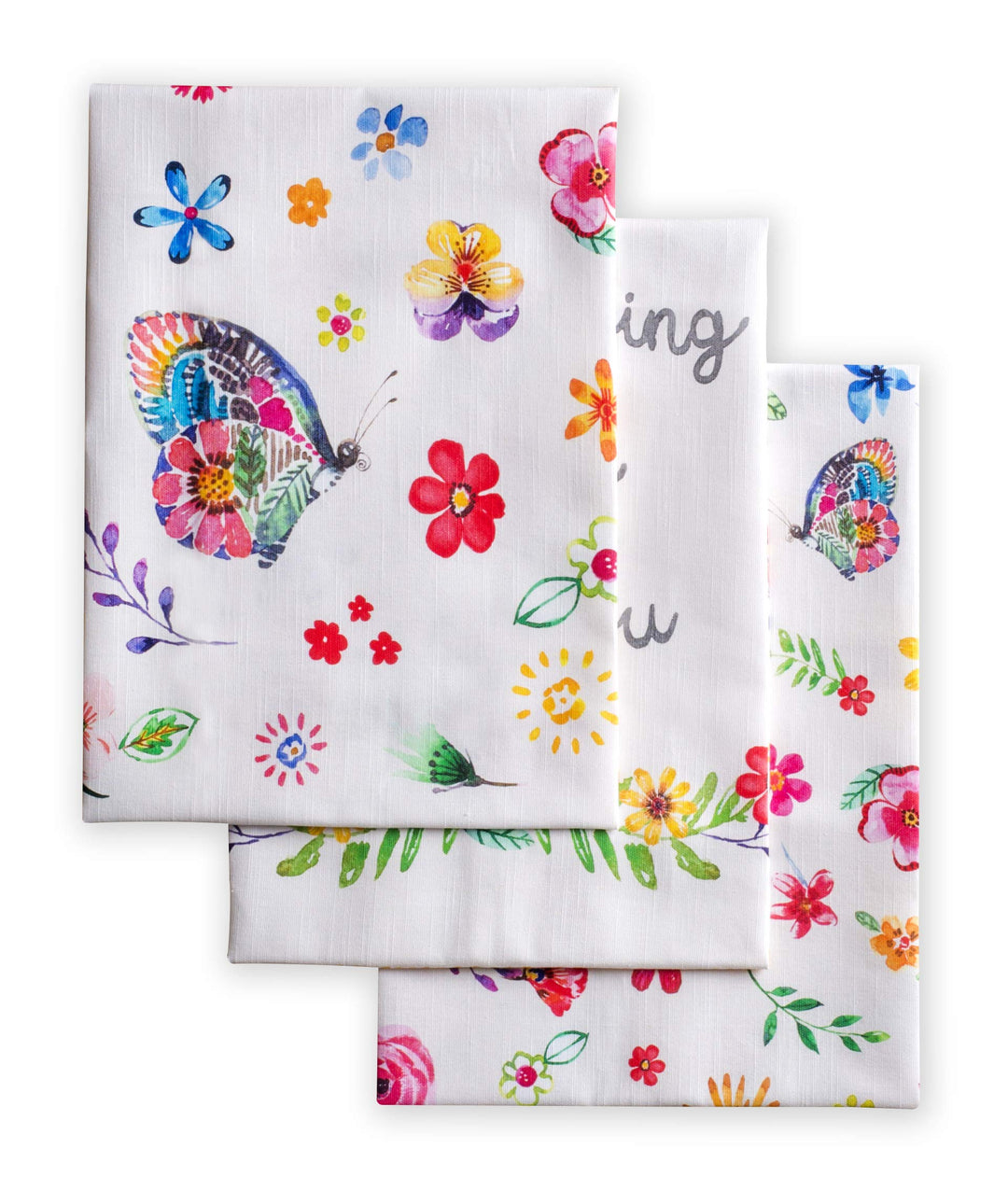 Maison d'Hermine Happy Florals- 2 Sweety 100% Baumwolle Set von 3 Multi-Purpose Küchenhandtuch weich