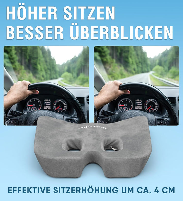 Healthfix Auto Sitzkissen [Verbessertes Design 2026], Autositzkissen zur Druckentlastung von Steissb