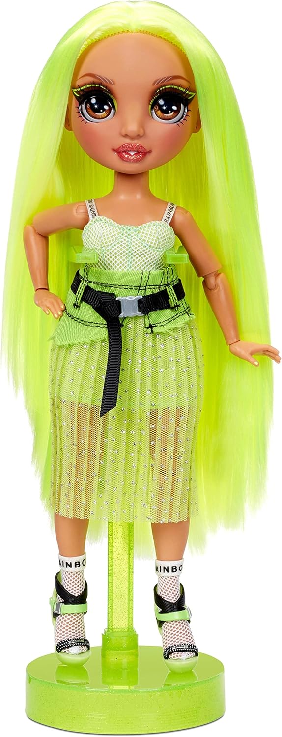 Rainbow High Fashion Doll - Karma Nichols - Neon Puppe mit Luxus-Outfits, Accessoires und Puppenstän