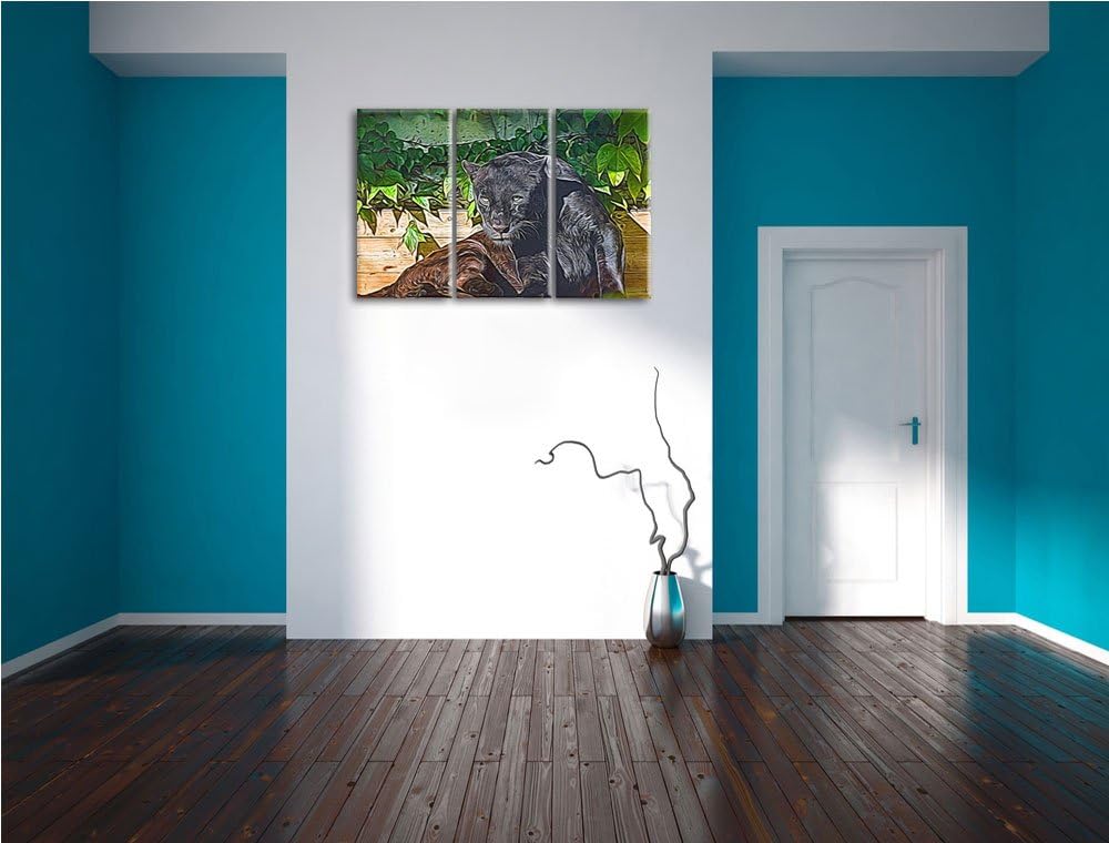 schwarzer Panther Spezial 3-Teiler Leinwandbild 120x80 Bild auf Leinwand, XXL riesige Bilder fertig