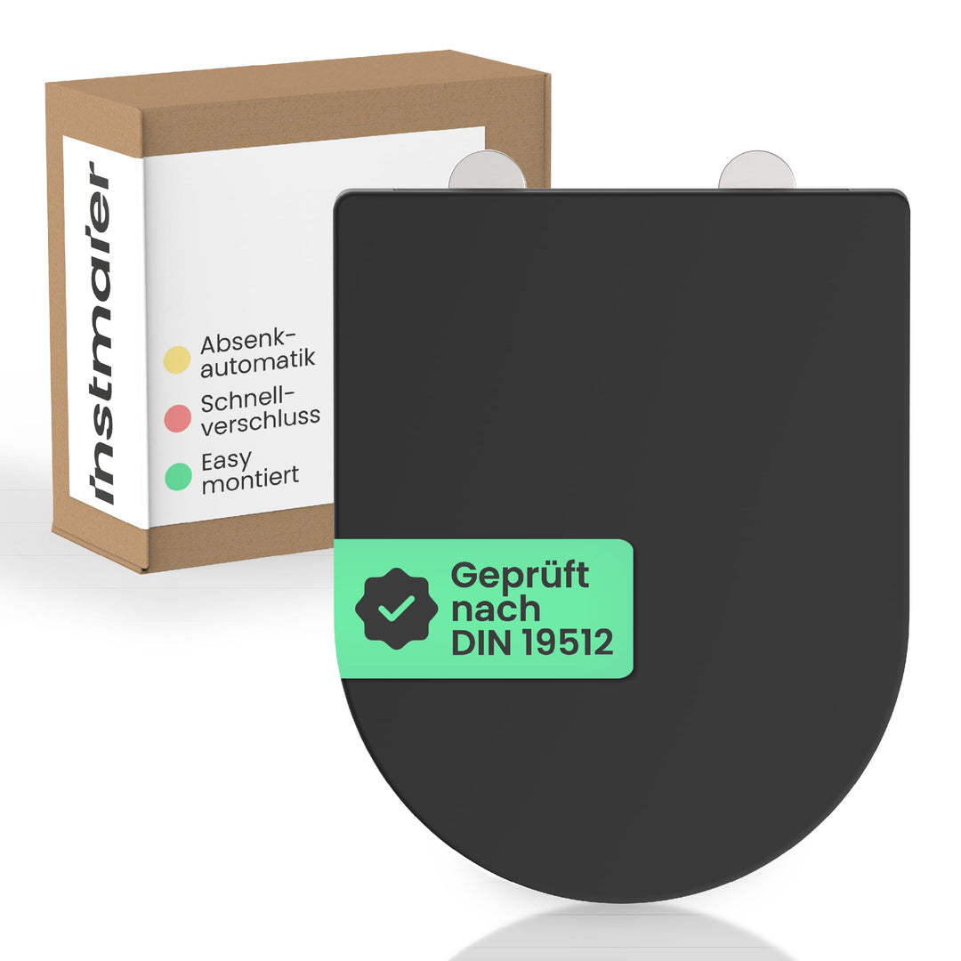 instmaier Helma | Toilettendeckel mit Absenkautomatik | Schwarz | TÜV geprüft | D-Form | Toilettensi