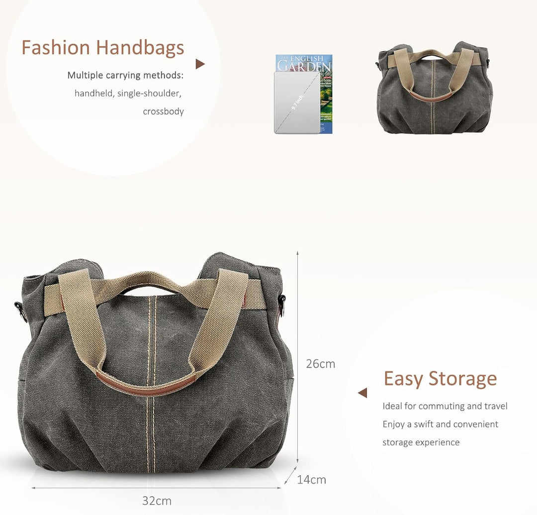 NICOLE &amp; DORIS Canvas Tasche Damen Tragetaschen für Damen Schultertaschen Umhängetasche Leinwand Han