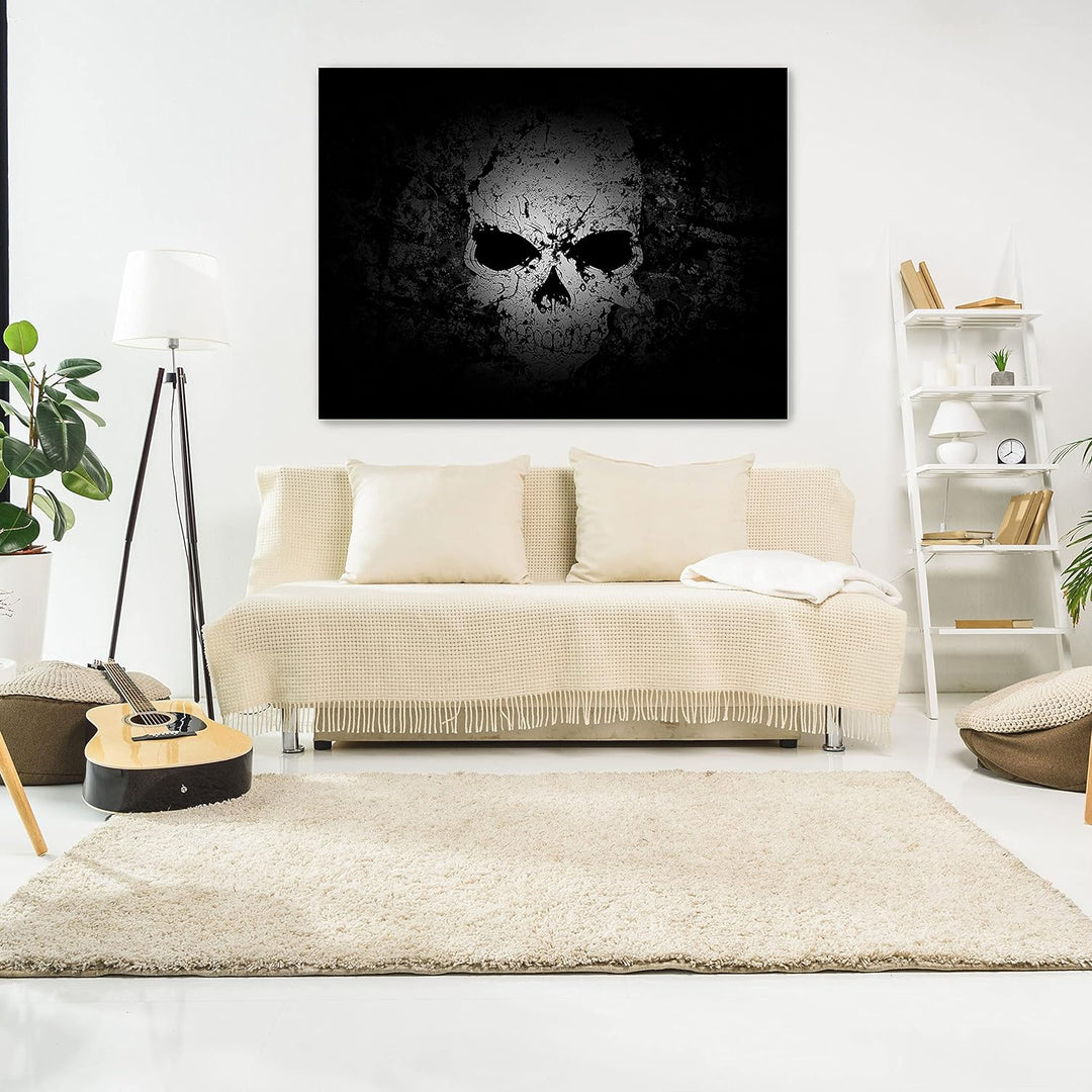 wandmotiv24 Totenkopf Wandbild aus Acrylglas, Grösse 100x75cm, Querformat, Schädel im Grunge Style,
