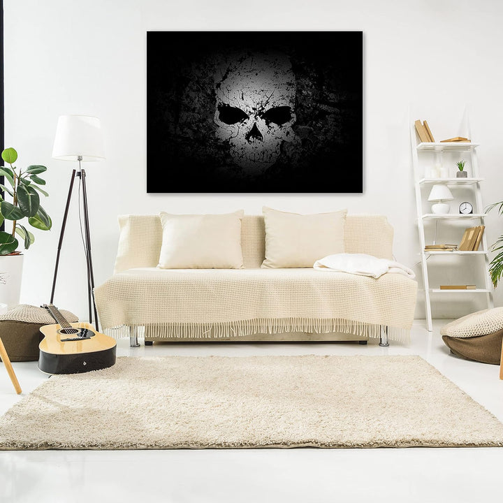 wandmotiv24 Totenkopf Wandbild aus Acrylglas, Grösse 60x45cm, Querformat, Schädel im Grunge Style, S