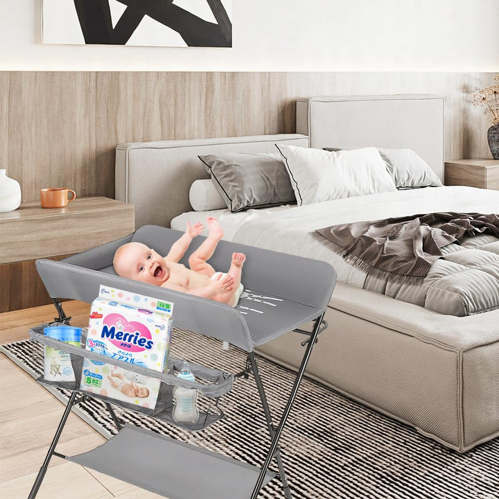 Klappbarer Wickelkommode mit Aufbewahrungskorb - Für das Neugeborene Kleidung und Windeln Wechseln -