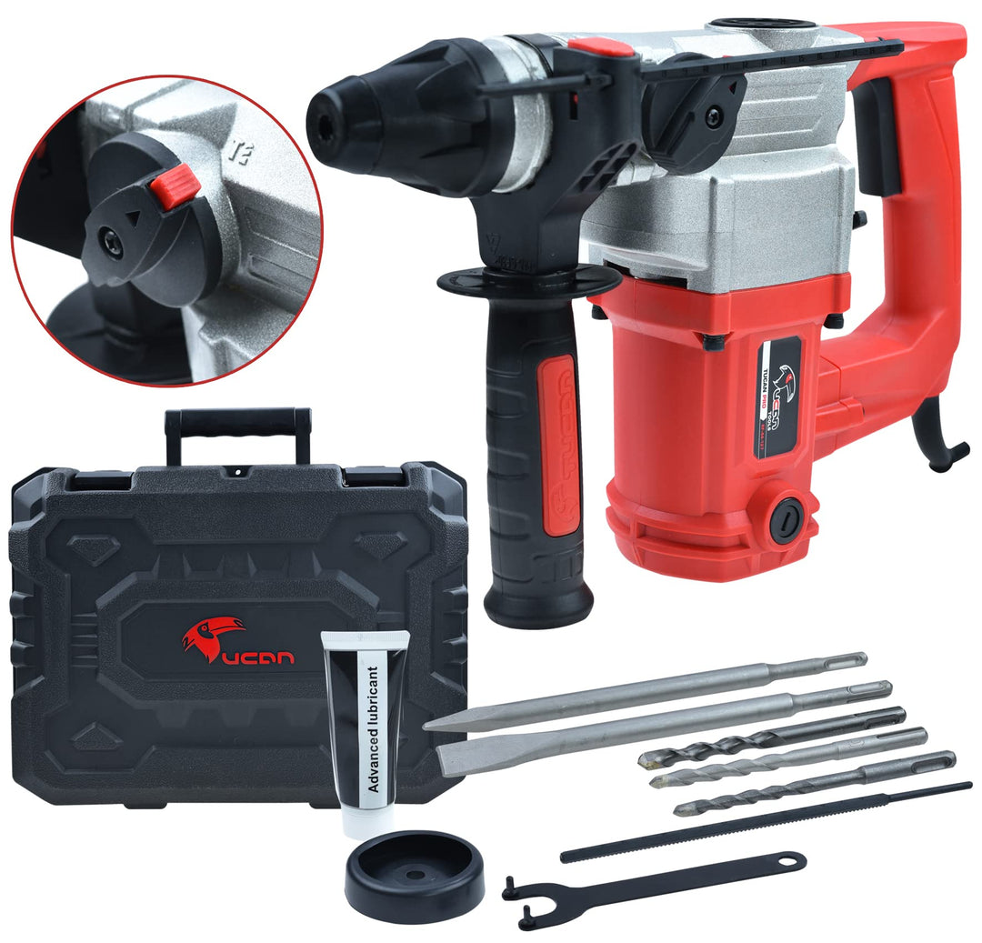 REXXER Bohrhammer SDS Plus 800W, 4 Joule Schlagkraft, Kombihammer mit Bohren, Schlagbohren, Meisseln