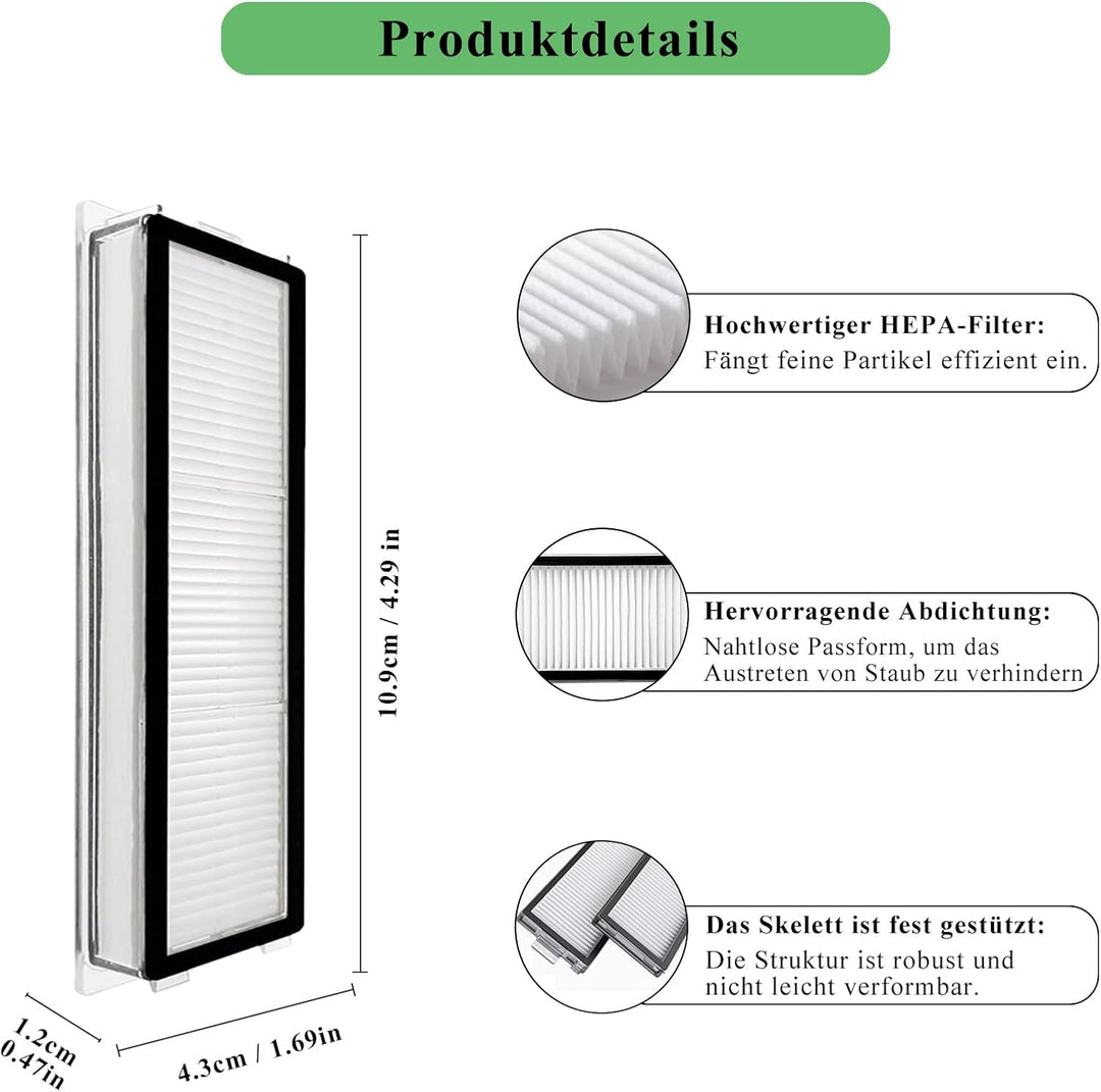 HEPA-Filter kompatibel mit Roborock Qrevo Master/Qrevo Slim/Saros Z70 Saugroboter, nicht für Roboroc
