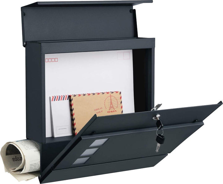 Paketbriefkasten Anthrazit Gross Briefkasten Rostfrei Wandbriefkasten Metall Postbox Draussen (Wayli