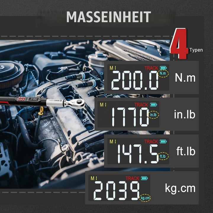 VANPO Digitaler Drehmomentschlüssel 200NM 1/2 Zoll 10-200Nm(Digitaler), 1/2 Zoll 10-200Nm(Digitaler)