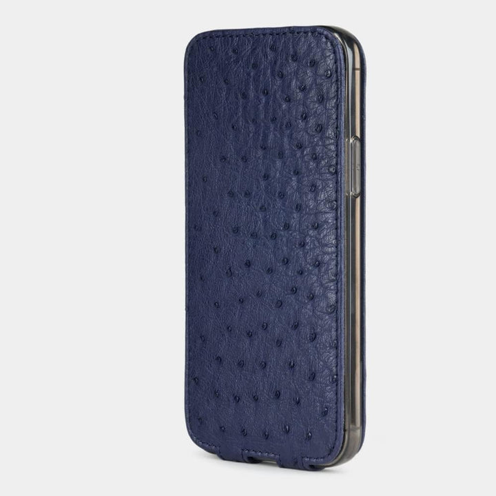 Marcel Robert - LederHülle für iPhone 12 Mini - Patentiertes Modell - hergestellt aus echten Strauss