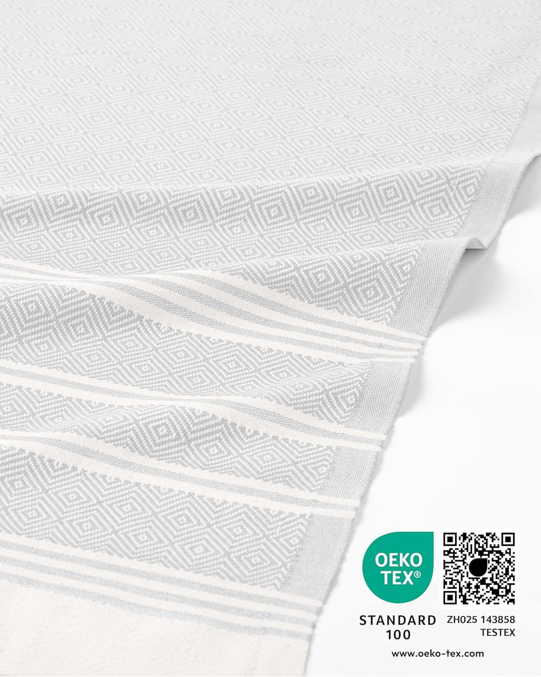 Fit-Flip Hamamtuch aus 100% Baumwolle saugfähig und schnelltrocknend | Light Grey, 100x200cm Diamond