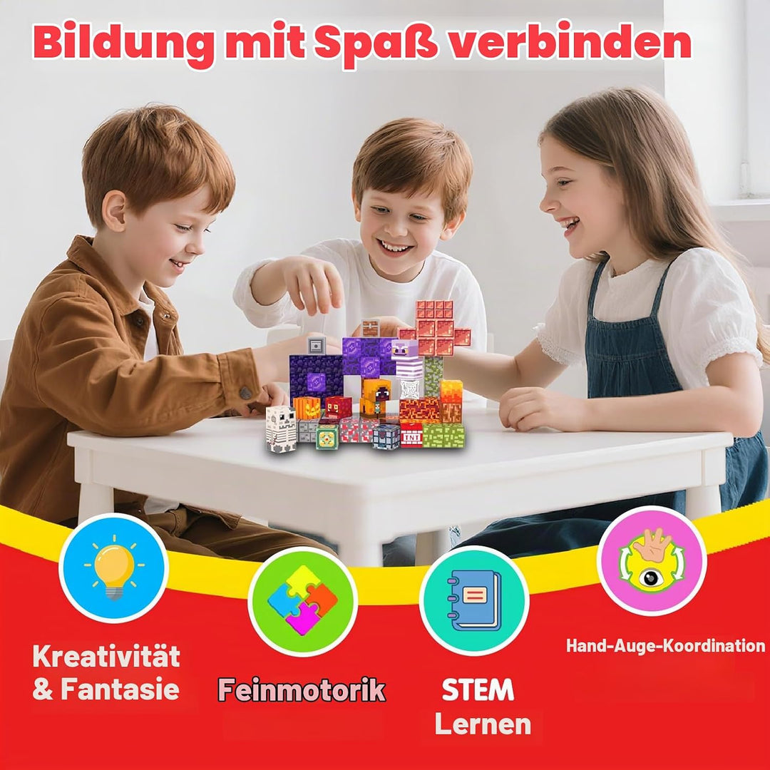 Magnetische Bausteine, 100 Teile STEM Spielzeug ab 3 Jahre, Magnetspielzeug Montessori Konstruktions