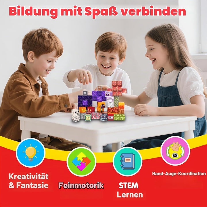 Magnetische Bausteine, 100 Teile STEM Spielzeug ab 3 Jahre, Magnetspielzeug Montessori Konstruktions