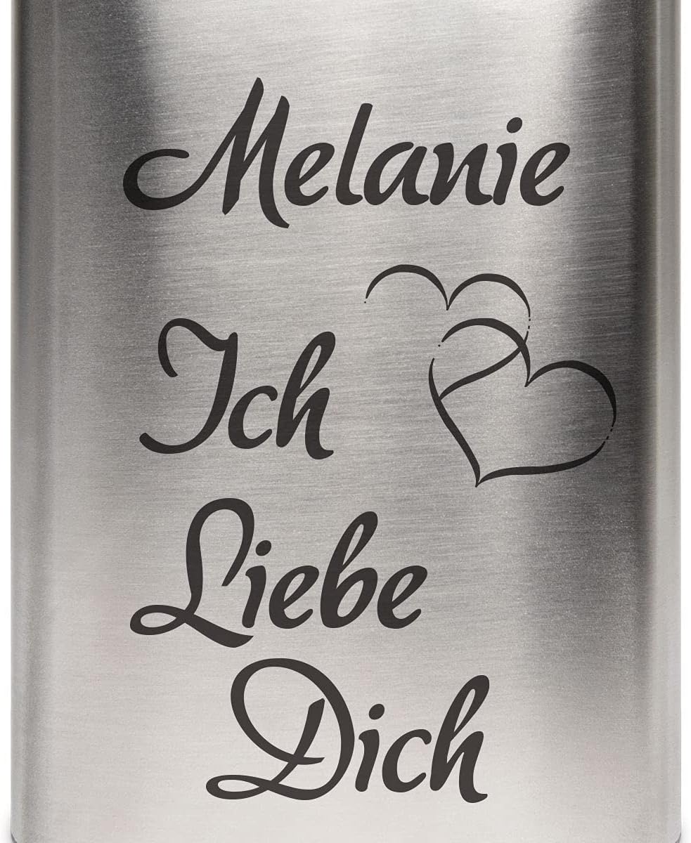 Edelstahl Flachmann 237 ml silber inkl. individuelle Gravur in Schwarz von Paule Black - personalisi