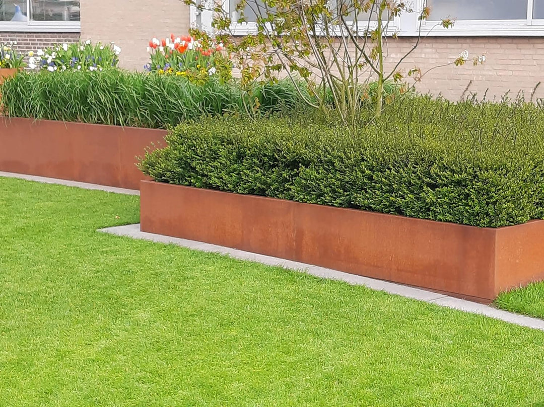 isskohli 14 cm hoch Rasenkante Corten Stahl Edelrost Mähkante Metall Beeteinfassung